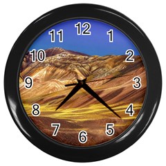 Colored Mountains Landscape, La Rioja, Argentina Wall Clock (black) by dflcprintsclothing