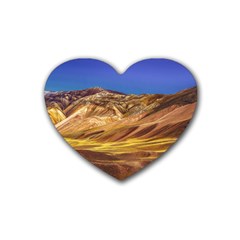 Colored Mountains Landscape, La Rioja, Argentina Heart Coaster (4 Pack)  by dflcprintsclothing