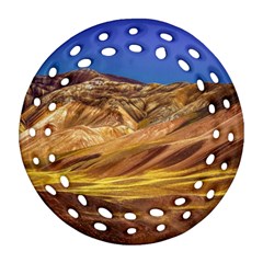 Colored Mountains Landscape, La Rioja, Argentina Round Filigree Ornament (two Sides) by dflcprintsclothing