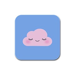 Pink Cloud Rubber Square Coaster (4 Pack)  by CuteKingdom