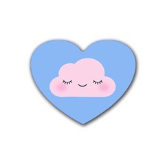 Pink Cloud Rubber Coaster (heart)  by CuteKingdom