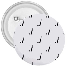 Black And White Cricket Sport Motif Print Pattern 3  Buttons