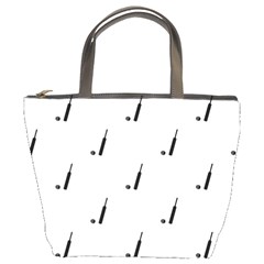 Black And White Cricket Sport Motif Print Pattern Bucket Bag