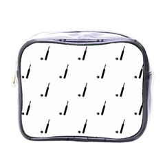 Black And White Cricket Sport Motif Print Pattern Mini Toiletries Bag (one Side) by dflcprintsclothing