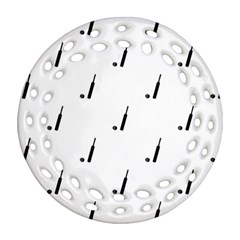 Black And White Cricket Sport Motif Print Pattern Ornament (round Filigree)