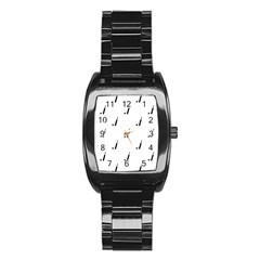 Black And White Cricket Sport Motif Print Pattern Stainless Steel Barrel Watch by dflcprintsclothing