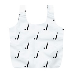 Black And White Cricket Sport Motif Print Pattern Full Print Recycle Bag (l) by dflcprintsclothing