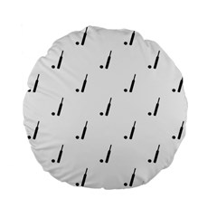 Black And White Cricket Sport Motif Print Pattern Standard 15  Premium Flano Round Cushions by dflcprintsclothing