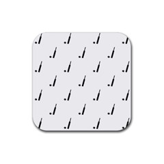 Black And White Cricket Sport Motif Print Pattern Rubber Coaster (square)  by dflcprintsclothing