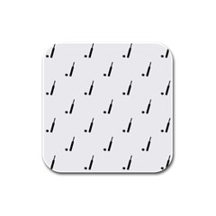 Black And White Cricket Sport Motif Print Pattern Rubber Square Coaster (4 Pack) 