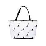 Black And White Cricket Sport Motif Print Pattern Classic Shoulder Handbag Back