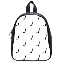 Black And White Cricket Sport Motif Print Pattern School Bag (small)