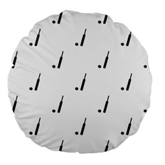 Black And White Cricket Sport Motif Print Pattern Large 18  Premium Round Cushions by dflcprintsclothing