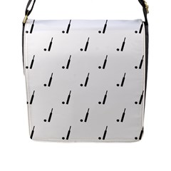 Black And White Cricket Sport Motif Print Pattern Flap Closure Messenger Bag (l) by dflcprintsclothing