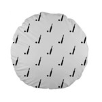 Black And White Cricket Sport Motif Print Pattern Standard 15  Premium Flano Round Cushions Front