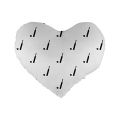 Black And White Cricket Sport Motif Print Pattern Standard 16  Premium Flano Heart Shape Cushions