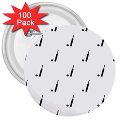 Black And White Cricket Sport Motif Print Pattern 3  Buttons (100 Pack) 