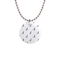 Black And White Cricket Sport Motif Print Pattern 1  Button Necklace