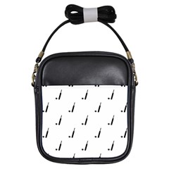 Black And White Cricket Sport Motif Print Pattern Girls Sling Bag by dflcprintsclothing