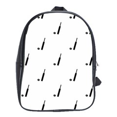 Black And White Cricket Sport Motif Print Pattern School Bag (xl)