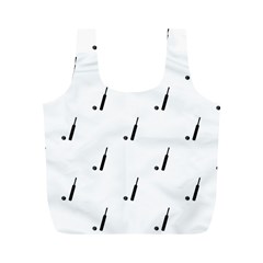 Black And White Cricket Sport Motif Print Pattern Full Print Recycle Bag (m)