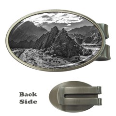 Andean Landscape At Brava Lagoon Reserve, La Rioja, Argentina Money Clips (oval)  by dflcprintsclothing