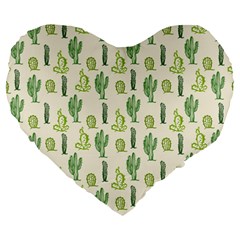 Cactus Pattern Large 19  Premium Heart Shape Cushions by goljakoff