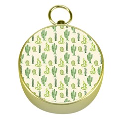 Cactus Pattern Gold Compasses by goljakoff