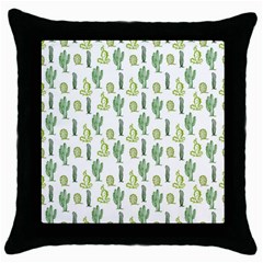 Cactus Pattern Throw Pillow Case (black) by goljakoff