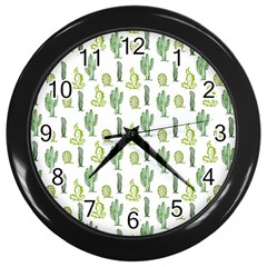 Cactus Pattern Wall Clock (black) by goljakoff