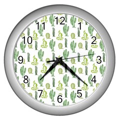 Cactus Pattern Wall Clock (silver) by goljakoff