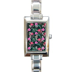 Pink Flamingo Rectangle Italian Charm Watch by goljakoff