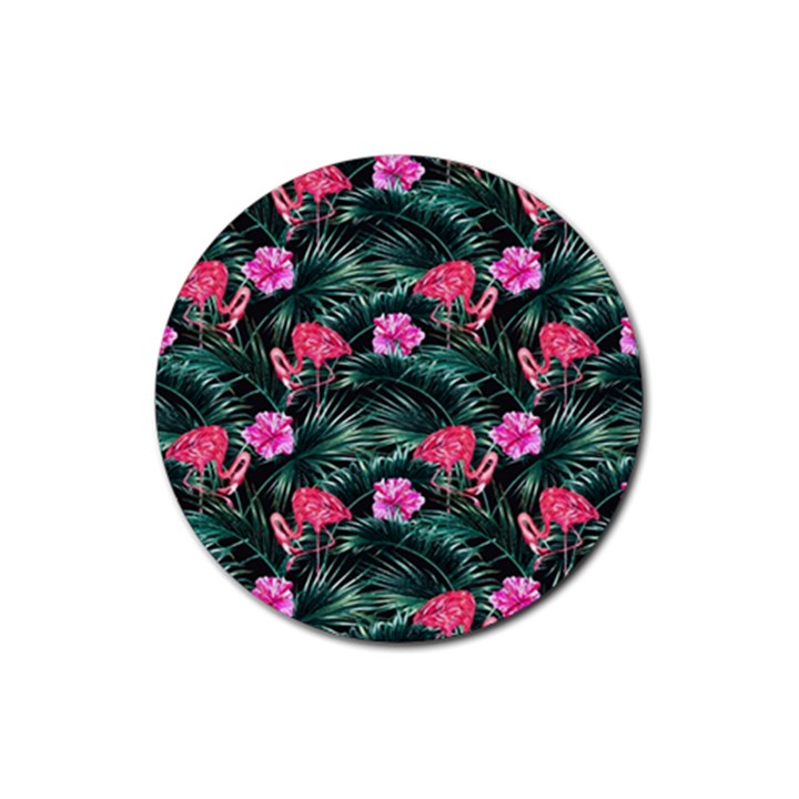 Pink flamingo Rubber Coaster (Round) 