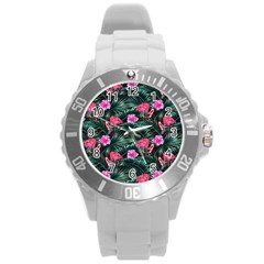 Pink Flamingo Round Plastic Sport Watch (l) by goljakoff