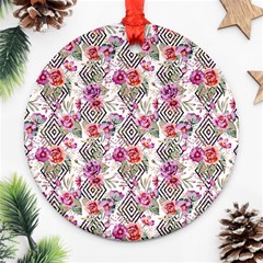 Geometric Flowers Ornament (round) by goljakoff