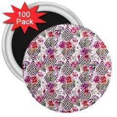 Geometric Flowers 3  Magnets (100 Pack) by goljakoff