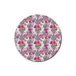 Geometric flowers Rubber Coaster (Round)  Front