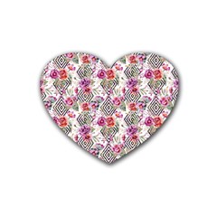 Geometric Flowers Rubber Coaster (heart)  by goljakoff