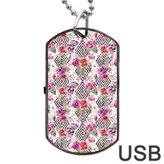 Geometric Flowers Dog Tag Usb Flash (two Sides) by goljakoff