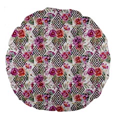 Geometric Flowers Large 18  Premium Round Cushions by goljakoff