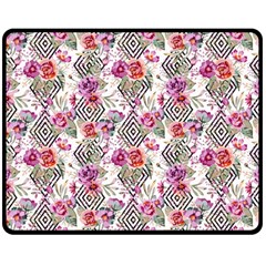 Geometric Flowers Double Sided Fleece Blanket (medium)  by goljakoff