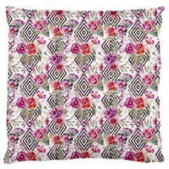 Geometric Flowers Large Flano Cushion Case (one Side) by goljakoff