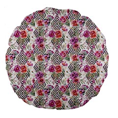 Geometric Flowers Large 18  Premium Flano Round Cushions by goljakoff