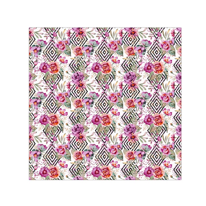 Geometric flowers Small Satin Scarf (Square)