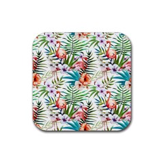 Tropical Flamingos Rubber Coaster (square)  by goljakoff