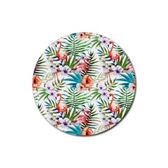 Tropical Flamingos Rubber Coaster (round)  by goljakoff