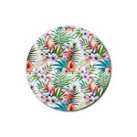 Tropical flamingos Rubber Round Coaster (4 pack)  Front