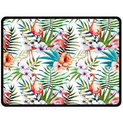 Tropical Flamingos Fleece Blanket (large)  by goljakoff