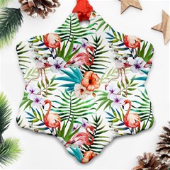 Tropical Flamingos Snowflake Ornament (two Sides) by goljakoff