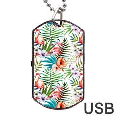 Tropical Flamingos Dog Tag Usb Flash (two Sides) by goljakoff